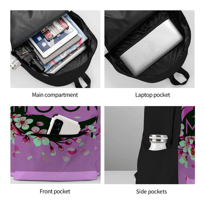 Ax Moon Cherry Blossom , Large Capacity Oxford Backpack with Cloth Side Pocket