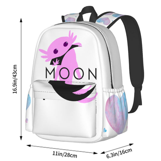 Axolotl Moon Large Capacity Oxford Backpack with Cloth Side Pockets